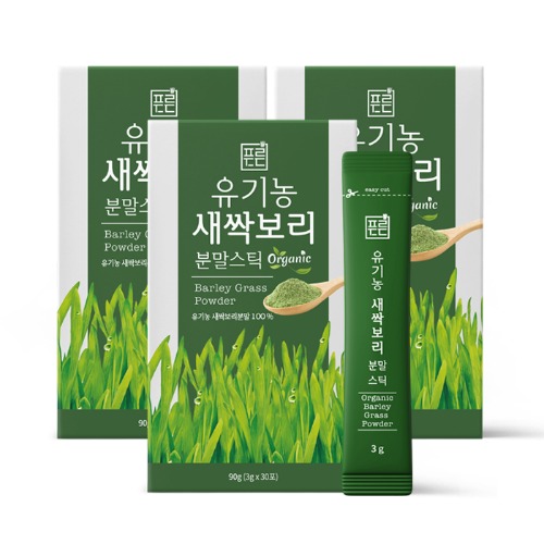 국내산 유기농 새싹보리 분말 스틱 3박스+보틀세트 3개월분 (90포)